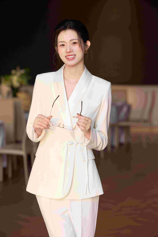 法小曼*子珍白色西装外套女高级感醋酸缎面新中式国风西服套装2026春季新款 商品图2