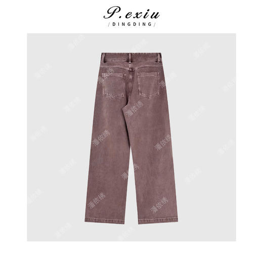 04-3潘依绣丁丁宠粉复古水洗做旧百搭直筒牛仔裤Q51451 商品图1