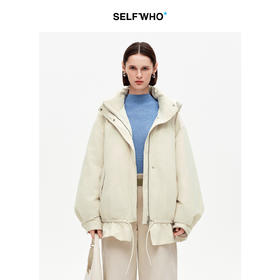 SELFWHO90白鸭连帽高领双头拉链羽绒服女2025冬新款防风保暖外套
