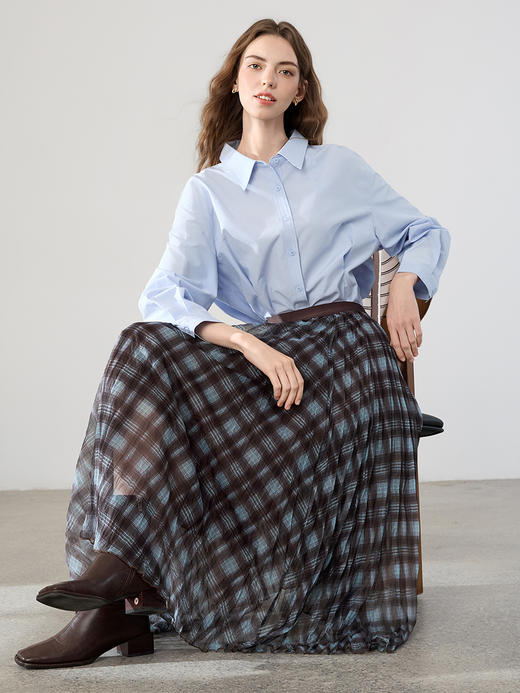 【百图lulu定制】【潮汐半裙】  复古格子   百褶半身裙  A字半裙 商品图4