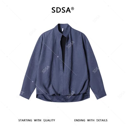 SDSA男装2026新款高贵轻奢韩版简约拼接前短后长套头立领衬衫百搭 商品图0