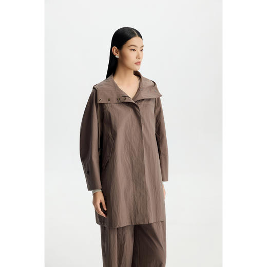 商场同款PURE TOUCH女装26春夏新款连帽风衣棉混纺廓形短外套休闲 商品图6