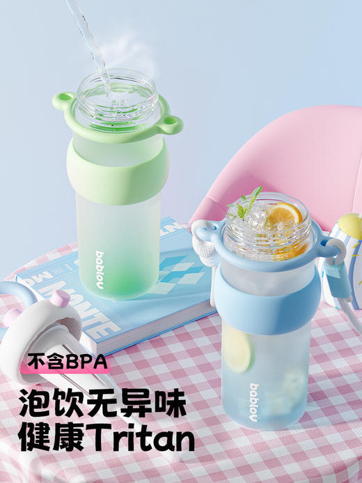 bablov吸管水杯女生便携大容量塑料杯耐高温tritan杯子高颜值夏天 商品图4