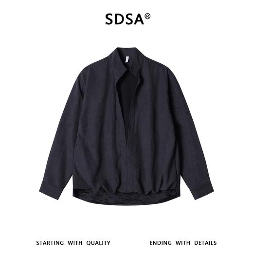 26CS20SDSA男装2026新款高贵轻奢韩版简约拼接前短后长套头立领衬衫百搭 商品图1