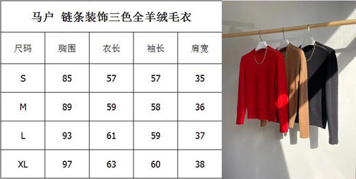 12号截单 亏清无退换‼️ 马户 百分百💯羊绒 链条装饰 袖口老花点缀 圆领套头羊绒衫 我穿XL 商品图2