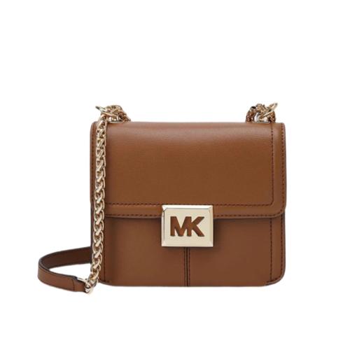 【品牌】 MK  Sonia 小号Logo金属链条皮质斜挎小方包 牛皮棕 商品图1