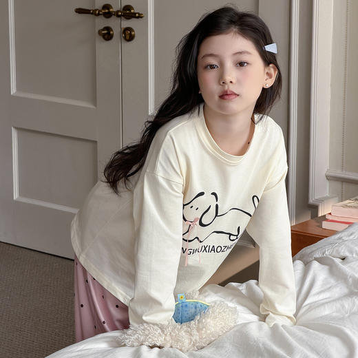 【透气亲肤柔软❗️少女甜美风】2026新款春季女童家居服休闲圆领长袖宽松空调服女孩甜美睡衣套装。jd 商品图3