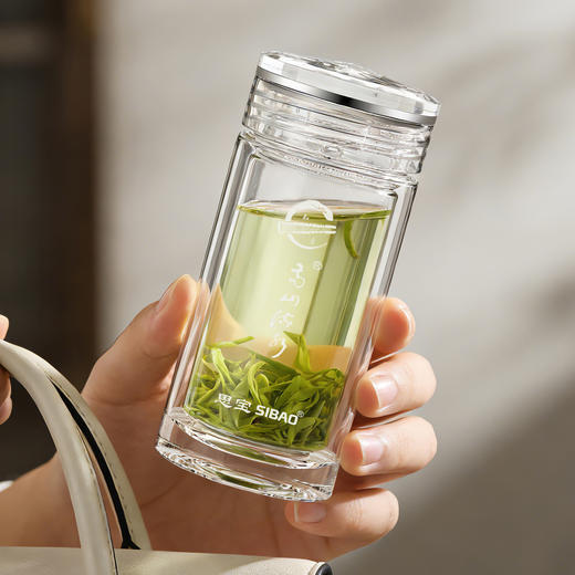 思宝官方旗舰店新品高山流水5678号双层玻璃杯男女通用茶杯礼盒装 商品图3