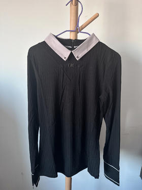 ANEW女士黑色小衫，香芋紫领，无货号