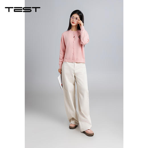 春上新温柔氛围感米白色阔腿牛仔裤3261003 商品图3