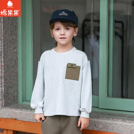 棉果果春季新品男童纯棉小线圈字母印花圆领套头卫衣M112180226156 商品图1