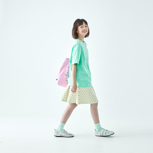 棵初26年夏季新款亲子中大女童芝士黄波点半裙纯棉百搭经典A字裙 商品图4