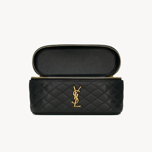 SAINT LAURENT 圣罗兰 女士金属徽标GABY小羊皮单肩化妆包 黑色 766731 1EL07 1000 商品图1