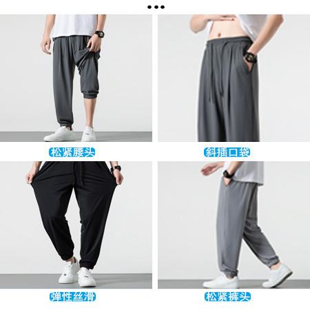 回力2025夏季冰丝凉感束脚裤薄款青少年休闲大码潮牌弹力运动长裤 商品图3