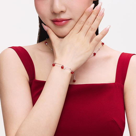 卡蒂罗KADER 红玛瑙双链手链 925银新中式本命年显白气质百搭叠戴手饰原创设计 红运当头转运珠#好运 玛瑙 手链 女款 商品图3