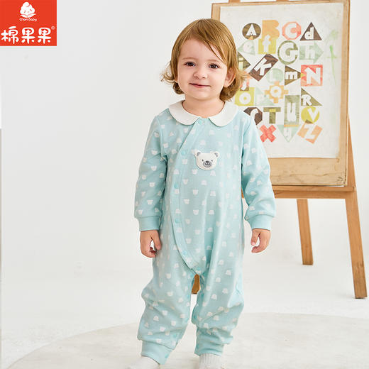 棉果果春季新品男童氨棉汗布纯棉卡通满印爬衣对开连体衣M102722226142 商品图1