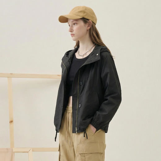 谜底连帽短款风衣外套女2025秋季新款休闲百搭宽松夹克257MW7844 商品图1