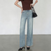 西遇美式复古做旧阔腿牛仔裤女2026年春季新款宽松高腰显瘦直筒裤E0060145 商品缩略图2