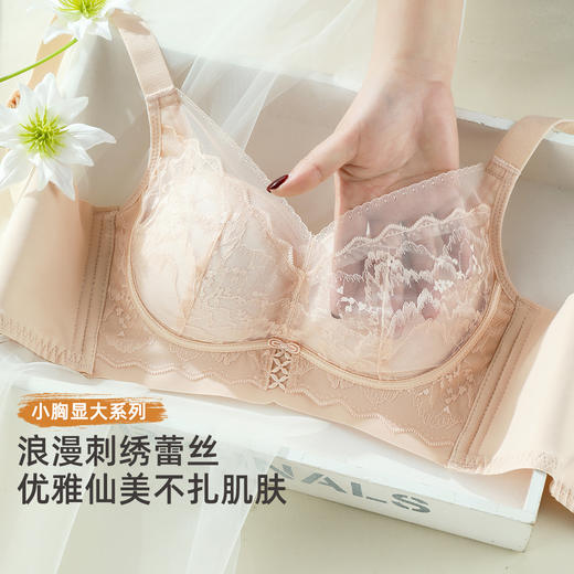 雅黛俪女士文胸小胸聚拢显大性感蕾丝上薄下厚杯收副乳内衣胸罩 商品图1