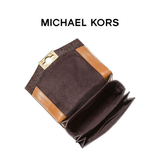 【品牌】MK Hendrix 超小号老花印花翻盖单肩斜挎女包深棕/橡果棕 商品图2