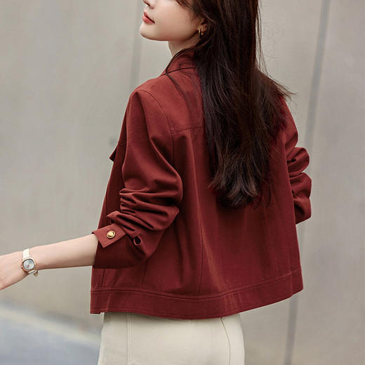 （3-5天发货）ORIGNAL&CO波尔多红牛仔外套，开春氛围感绝了，超显白、巨高级！纯棉水洗牛仔 商品图4