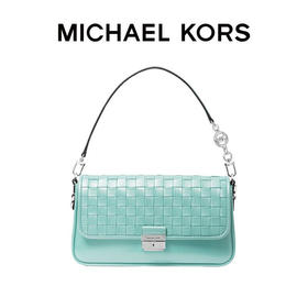 【品牌】MK Bradshaw 小号皮质编织拼接单肩手提女包浅蓝绿色