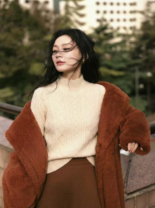 Marland绞花半高领100%羊毛衫 商品图0