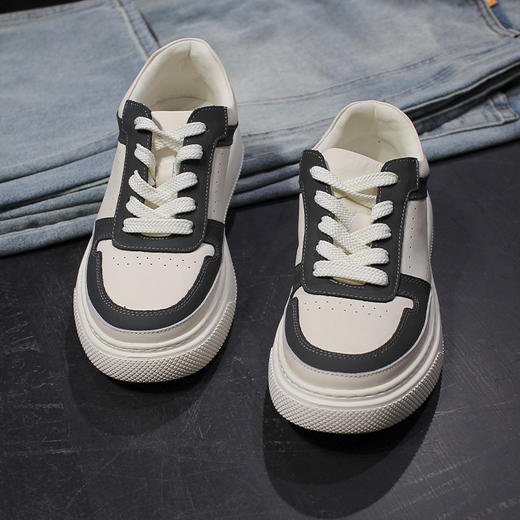 DRONKOO 2026 系带深灰色拼接皮料低帮板鞋 商品图2