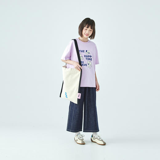 棵初26年夏季新款亲子中大女童萌趣小狗图案印花短袖纯棉宽松T恤 商品图4