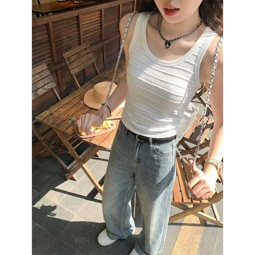 <曾小咸推荐>韩系白色百搭修身吊带背心女 商品图1