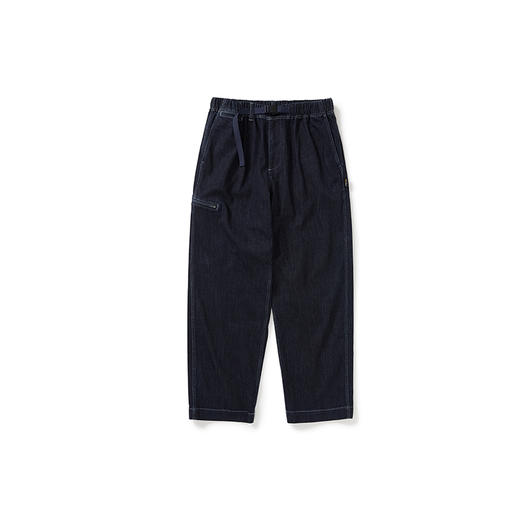 WHEELS and WIND 男女中性款水洗牛仔机能性耐磨宽松锥形长裤 商品图0