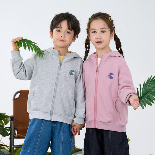 【10A抗菌】棉花堂春款牛仔刺绣标俏皮萌趣针织连帽外套童装FA61058 商品图6