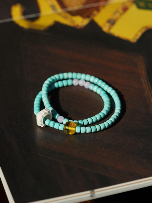 猛犸牙跑环绿松手串 商品图0