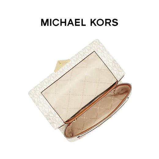 【品牌】MK Cece 中号金属老花单肩斜挎链条信封女包香草白/牛皮棕 商品图2