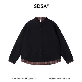 SDSA男装2026新款高贵轻奢时尚拼接假两件立领衬衫百搭时尚休闲
