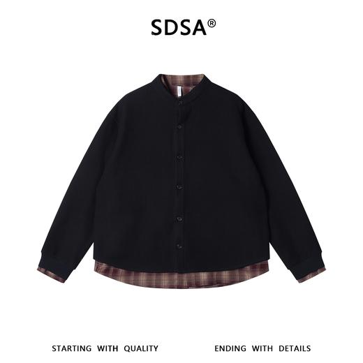 SDSA男装2026新款高贵轻奢时尚拼接假两件立领衬衫百搭时尚休闲 商品图0