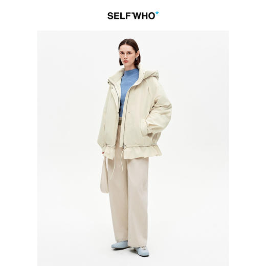 SELFWHO90白鸭连帽高领双头拉链羽绒服女2025冬新款防风保暖外套 商品图1
