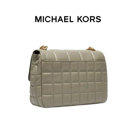 【品牌】 MK  Soho 超大号格纹皮质金属链条单肩斜挎包浅军绿色 商品图1
