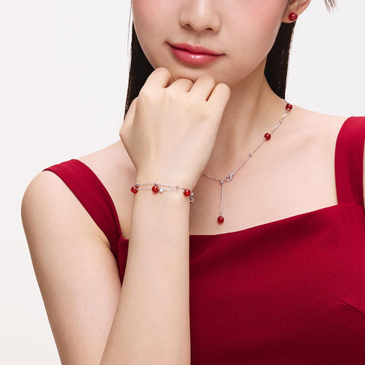 卡蒂罗KADER 红玛瑙双链手链 925银新中式本命年显白气质百搭叠戴手饰原创设计 红运当头转运珠#好运 玛瑙 手链 女款 商品图2