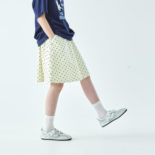 棵初26年夏季新款亲子中大女童芝士黄波点半裙纯棉百搭经典A字裙 商品图2