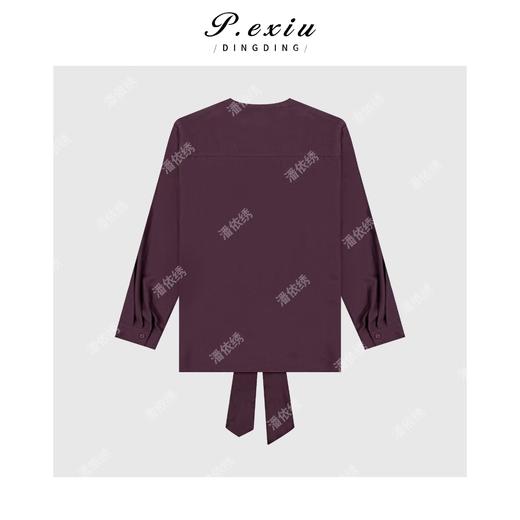 04-2潘依绣丁丁宠粉100%天丝气质不规则侧绑带V领衬衫 M9083 商品图1