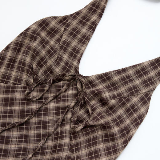 西遇咖色针织开衫套装女2026春季新款格纹挂脖吊带裙配开衫两件套E0060132/E0060133 商品图5