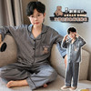 【丝滑凉感❗️柔光高级】儿童春夏季冰丝睡衣男童青少年初中生长袖仿真丝衬衫领家居服套装。jd 商品缩略图0