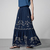 【林栖设计小店】 鸟戏花间|藏青色优雅绣花肌理感2026春新款宽松半身裙1961111 商品缩略图0