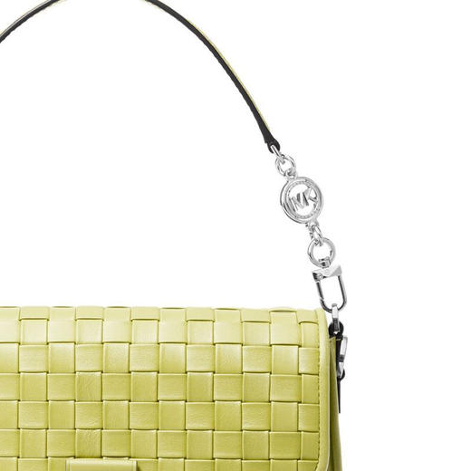 【品牌】MK Bradshaw 小号皮质编织拼接单肩手提女包嫩黄色 商品图3