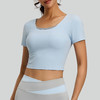 跃牌【瑜堂系列】新款蝴蝶美背瑜伽服上衣带胸垫短袖交叉运动透气健身服JYMD163 商品缩略图2