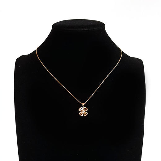 【95新】BVLGARI宝格丽Fiorever系列356223玫瑰金镶钻Fiorever咏绽花朵项链 链长约44cm、吊坠长约19.3mm女士310126NJM12 商品图7