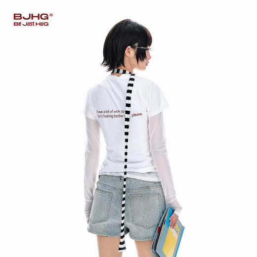 BJHG不计后果 美式短袖t恤女款夏季新款潮牌趣味字母印花修身上衣 商品图2