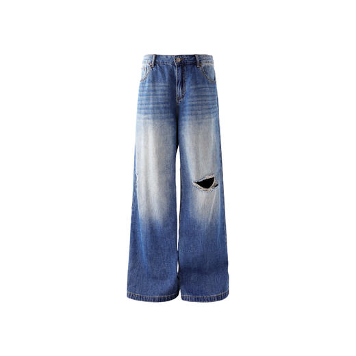 BJHG不计后果直筒牛仔裤男款2026新款春美式高街破洞潮牌长裤子女 商品图4