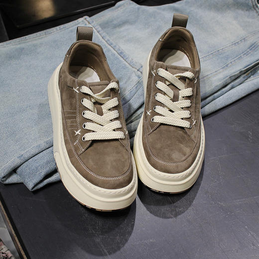 DRONKOO 2026 系带耳排两侧交叉打枣反毛皮低帮板鞋 商品图2